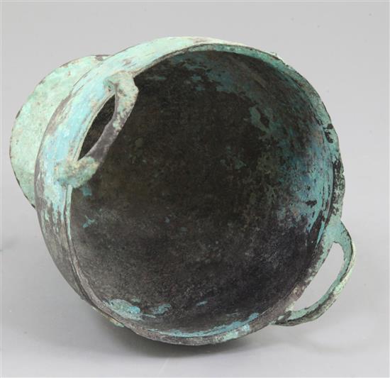 A Chinese archaic bronze ritual vessel, probably late Shang dynasty, 12th-11th century B.C., 17cm high